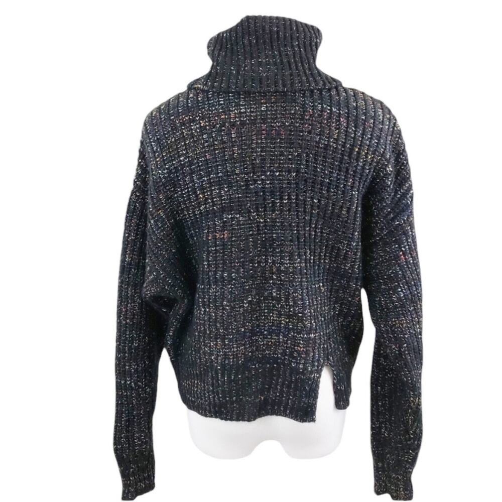 Leighton Chunky Knit Black Rainbow Confetti Turtleneck Large - Picture 4 of 8